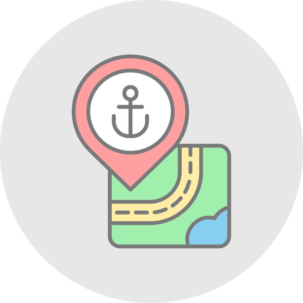 Port Line Filled Light Circle Icon vector