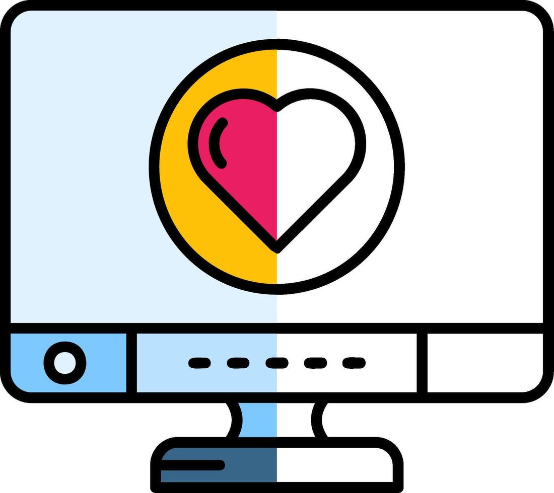 Heart Filled Half Cut Icon vector