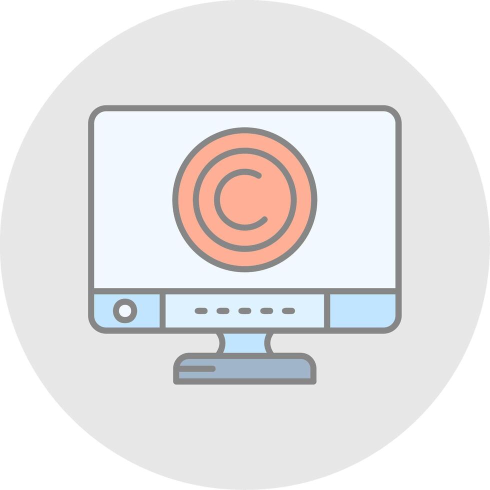 Copyright Line Filled Light Circle Icon vector