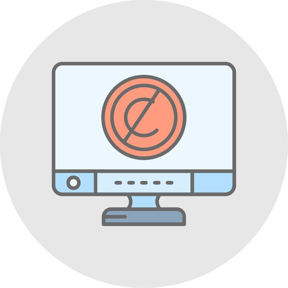Copyright Line Filled Light Circle Icon vector