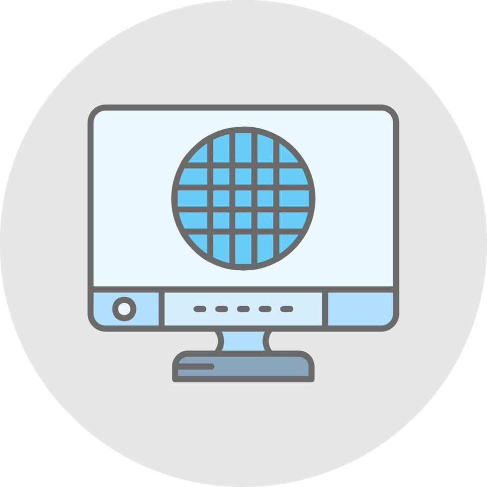 Grid Line Filled Light Circle Icon vector