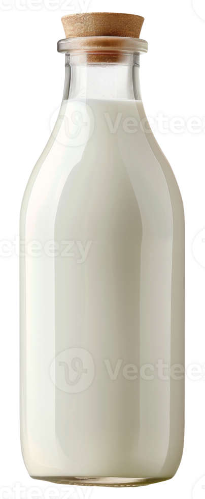 ai generato bicchiere latte bottiglia con sughero tappo su trasparente sfondo - azione png. png