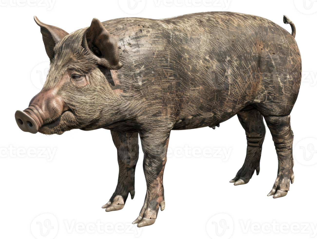 AI generated Adult pig standing on transparent background - stock png. png