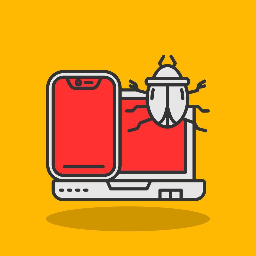 Bug Filled Shadow Icon vector