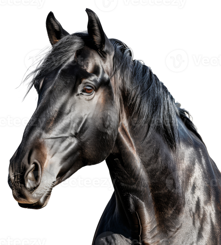 AI generated Majestic black horse galloping freely on transparent background - stock png. png