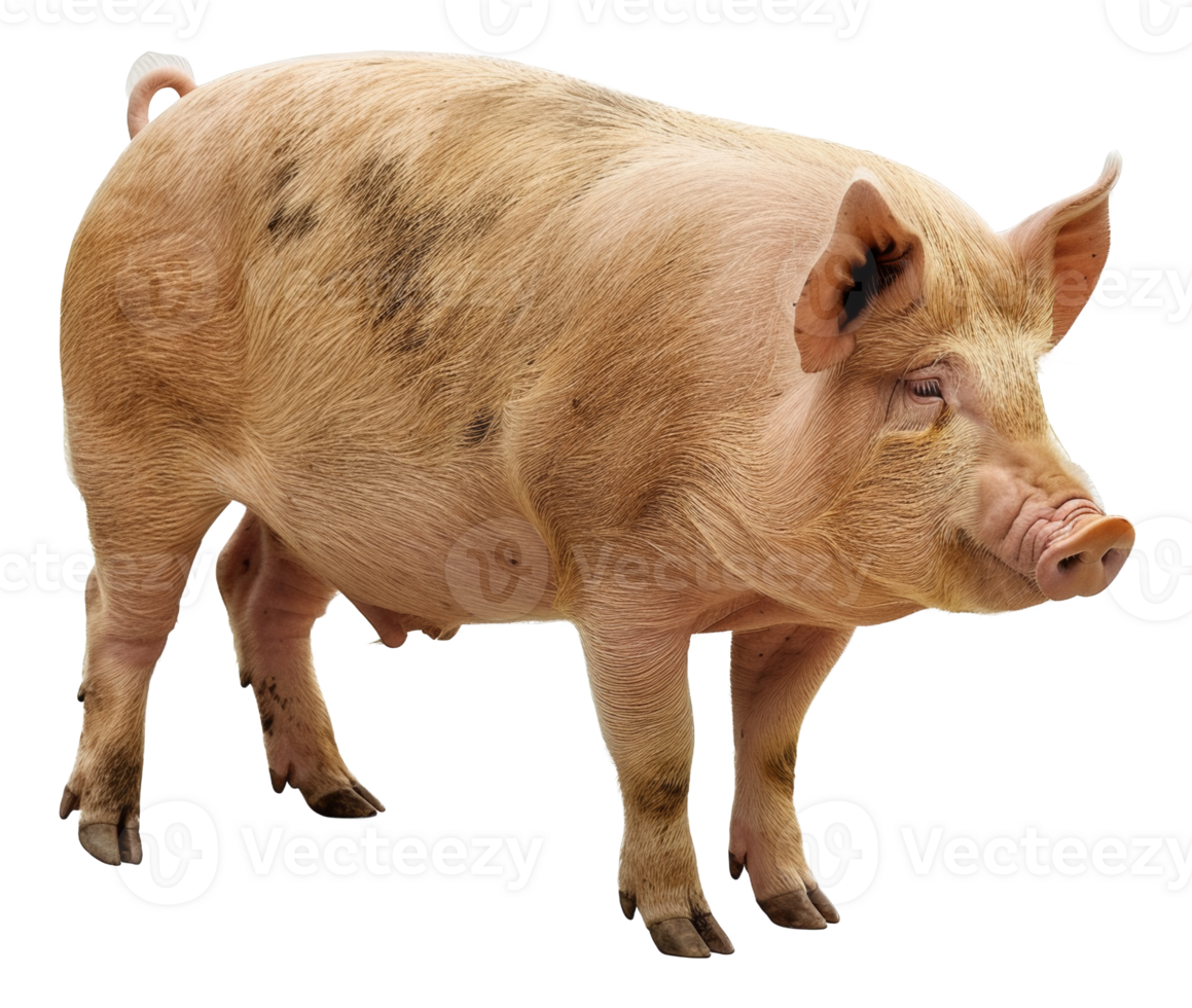 AI generated Adult pig standing on transparent background - stock png. png