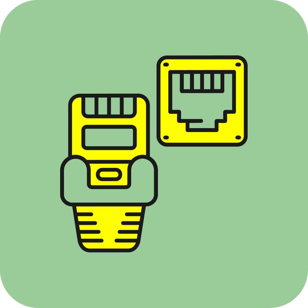 ethernet lleno amarillo icono vector