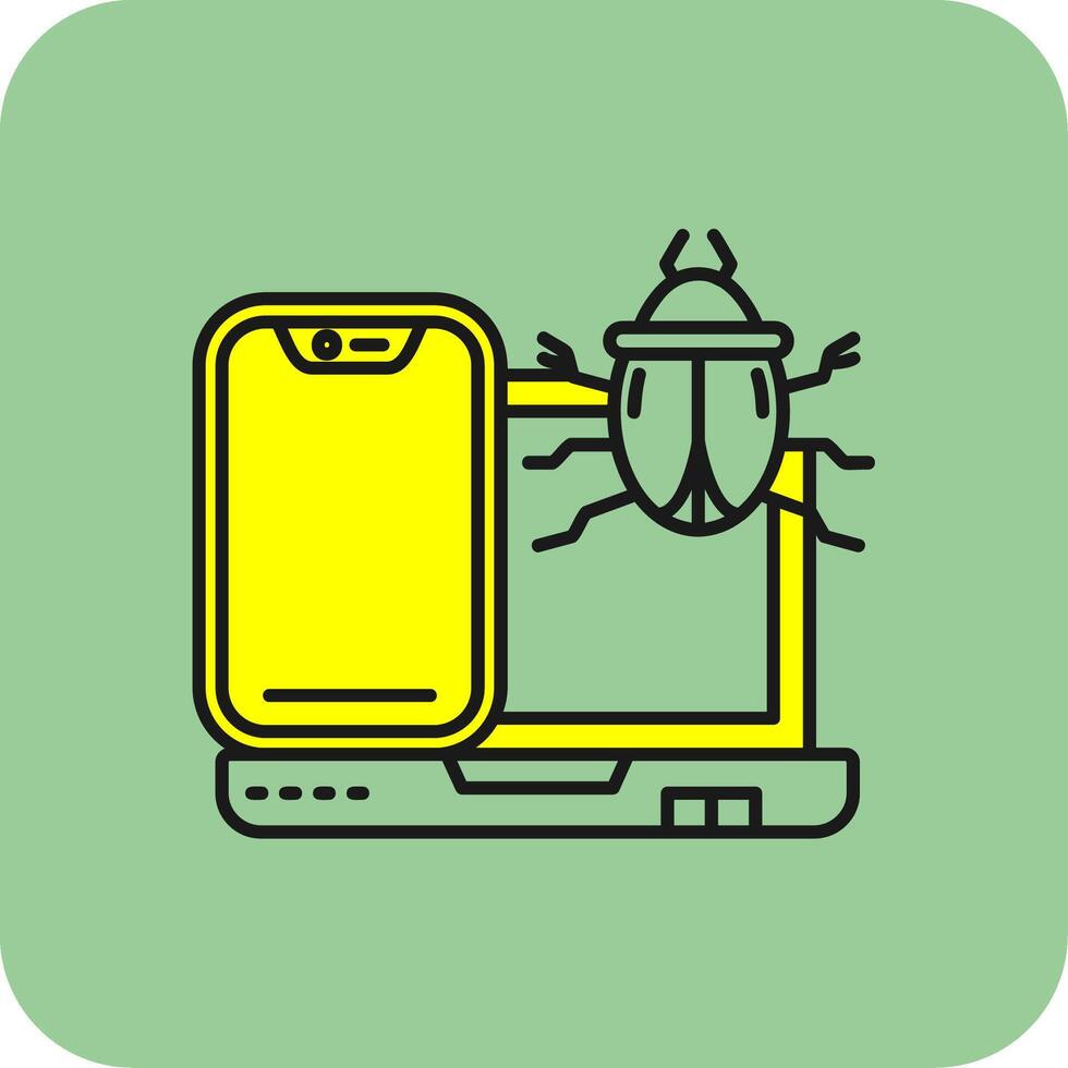 Bug Filled Yellow Icon vector