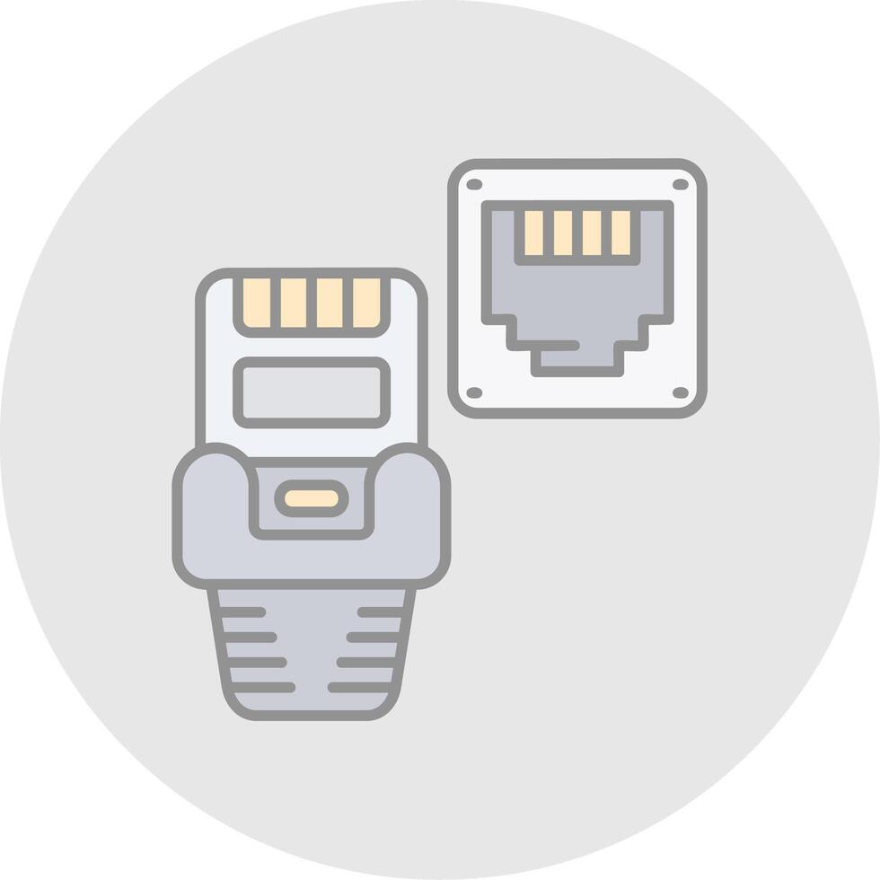 Ethernet Line Filled Light Circle Icon vector