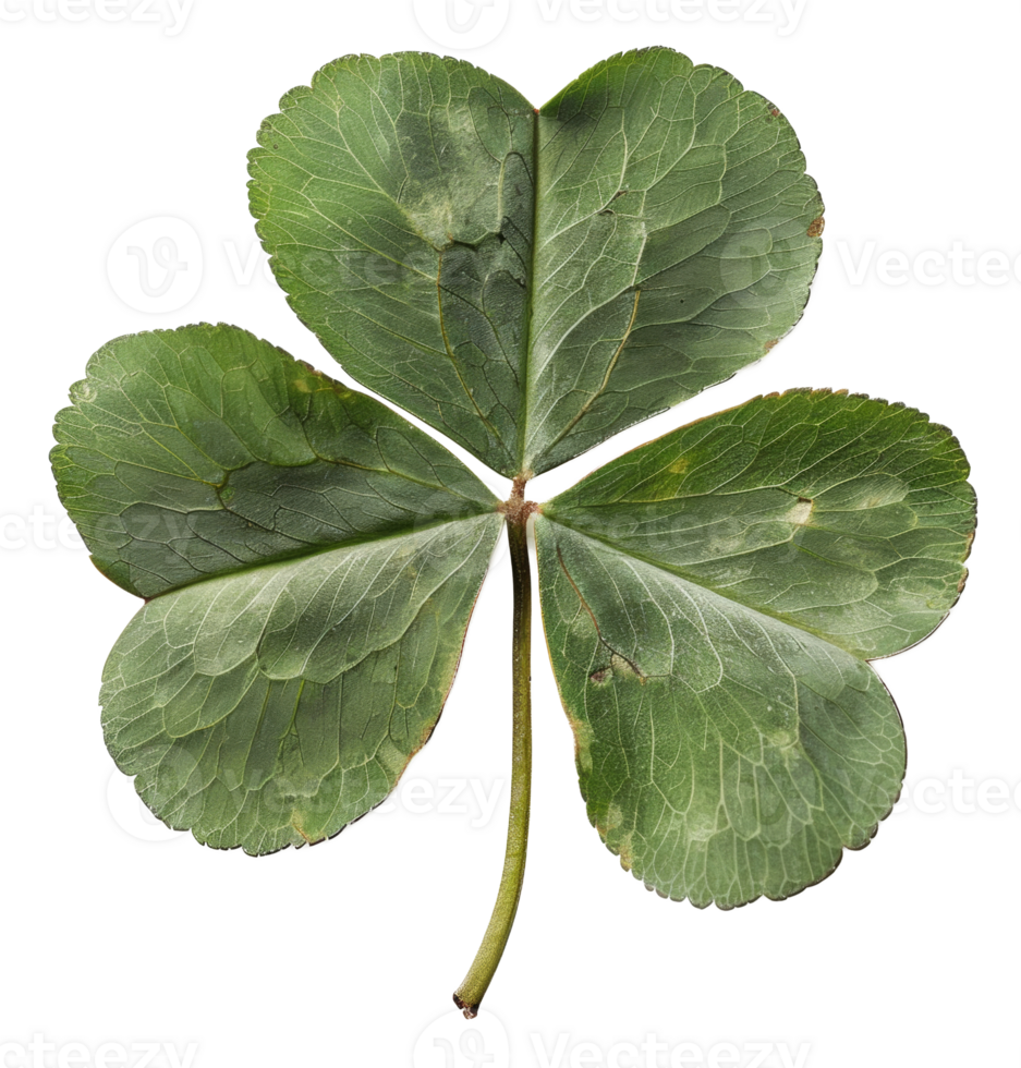 AI generated Green four-leaf clover on transparent background - stock png. png