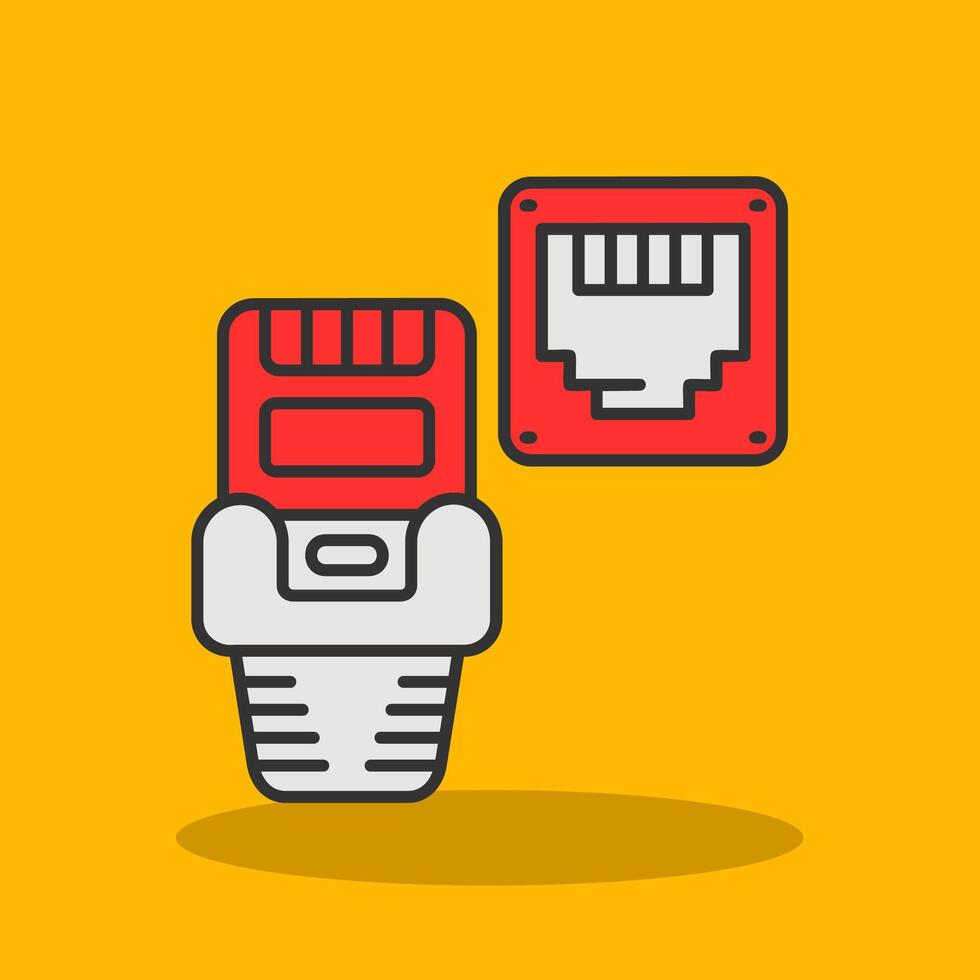 Ethernet Filled Shadow Icon vector