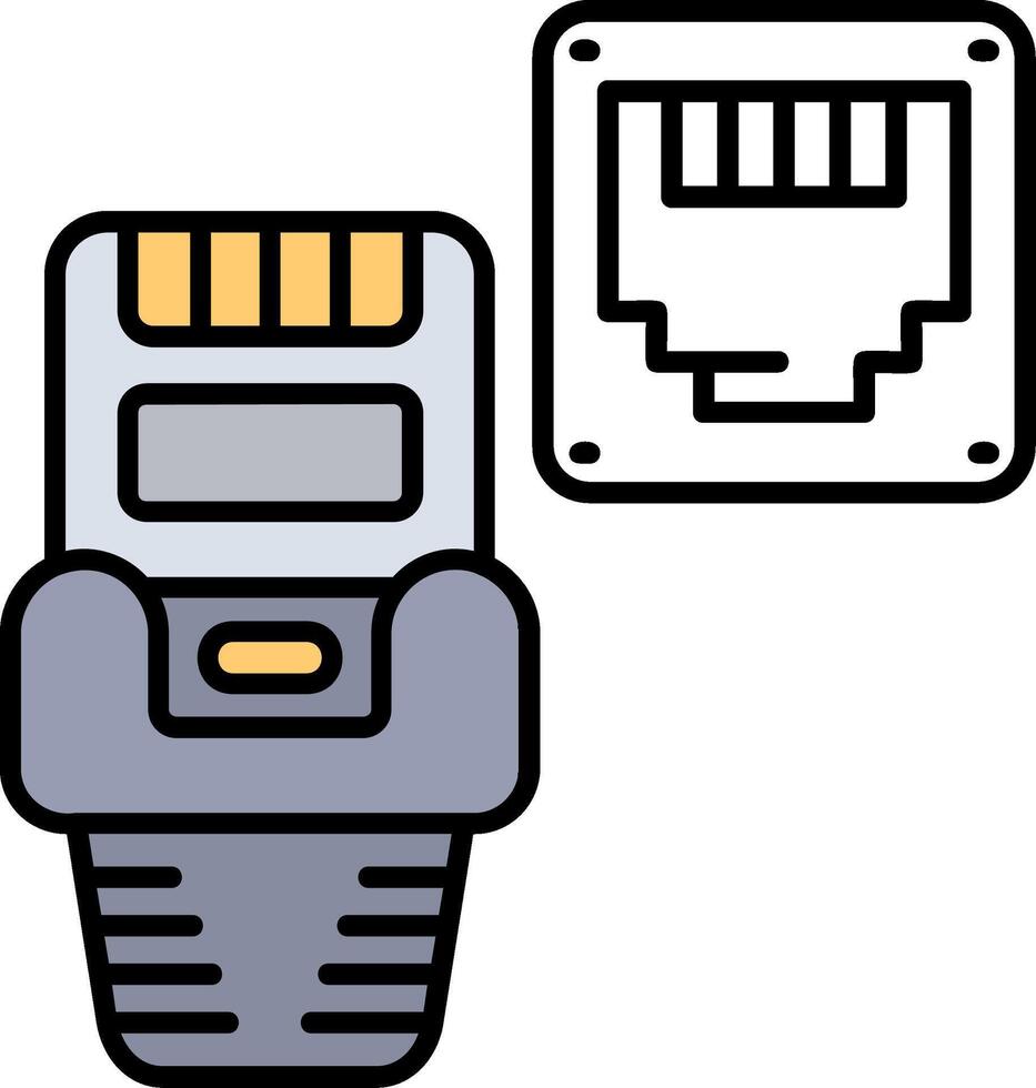 Ethernet Filled Half Cut Icon vector