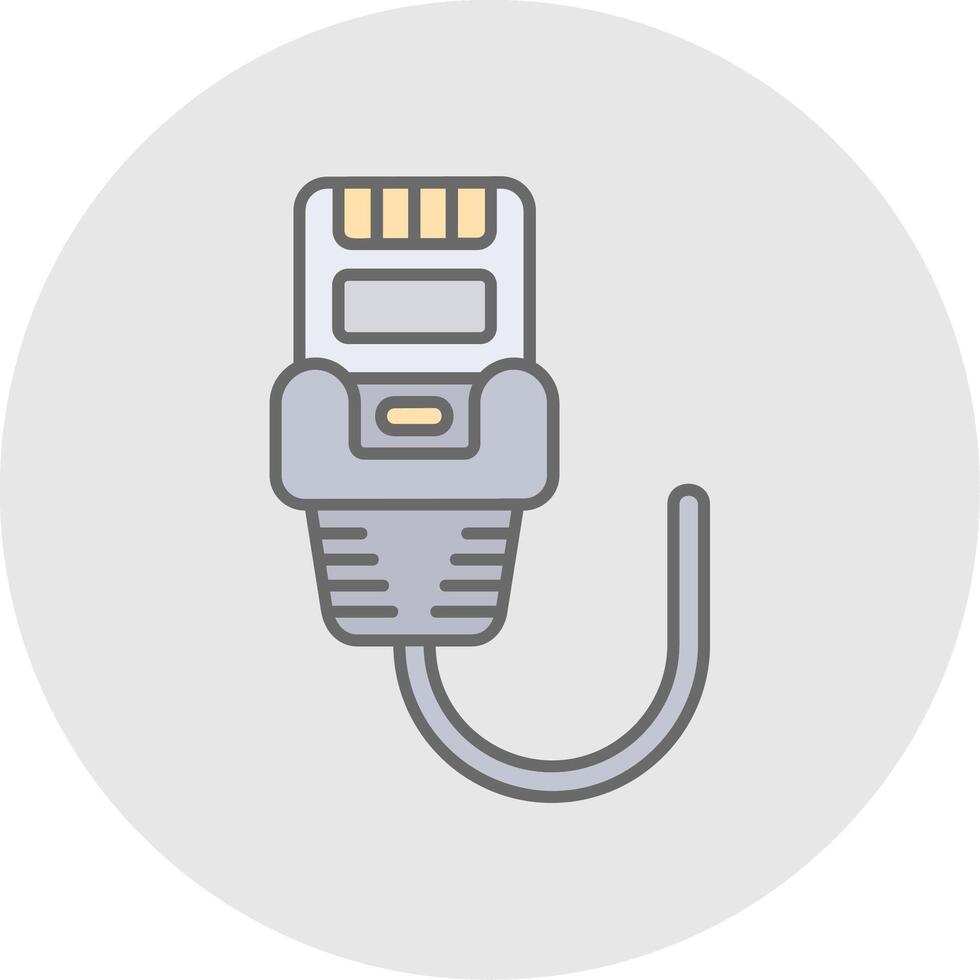 Ethernet Line Filled Light Circle Icon vector