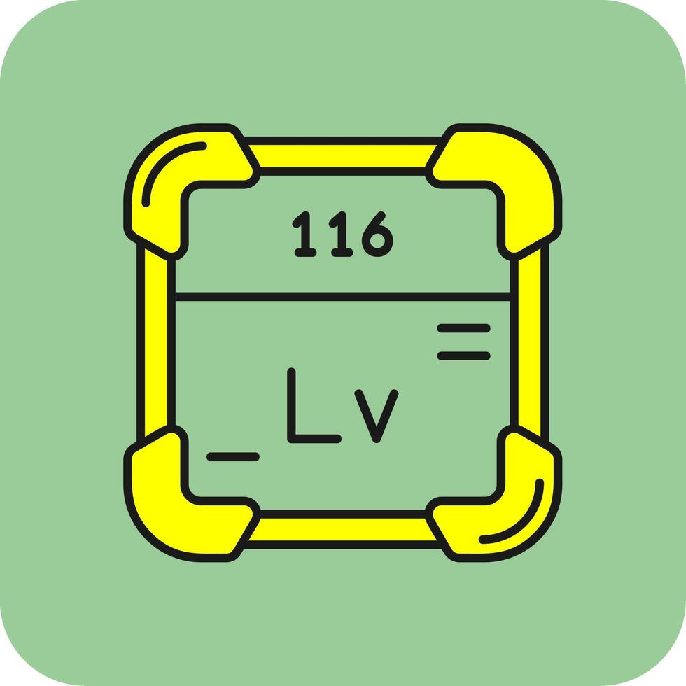 livermorium lleno amarillo icono vector