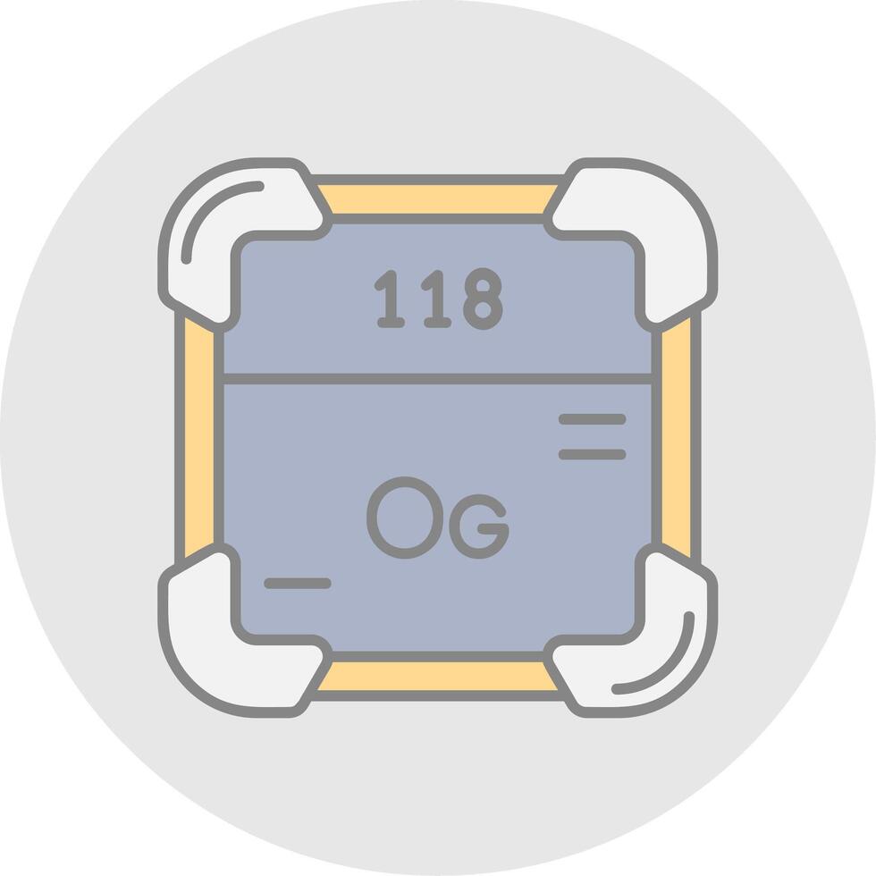 Oganesson Line Filled Light Circle Icon vector