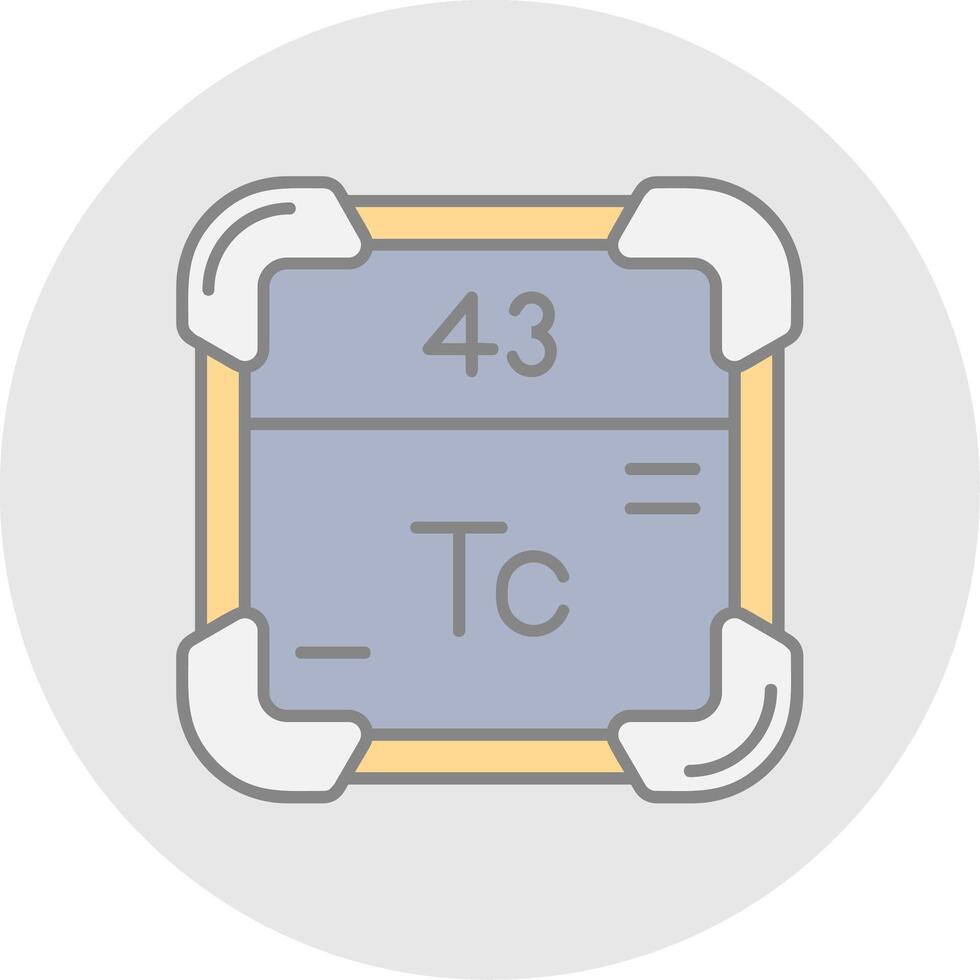 tecnecio línea lleno ligero circulo icono vector