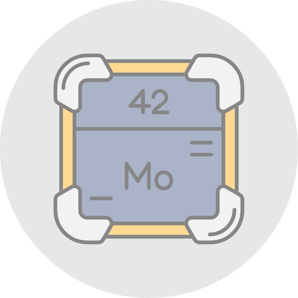 molibdeno línea lleno ligero circulo icono vector