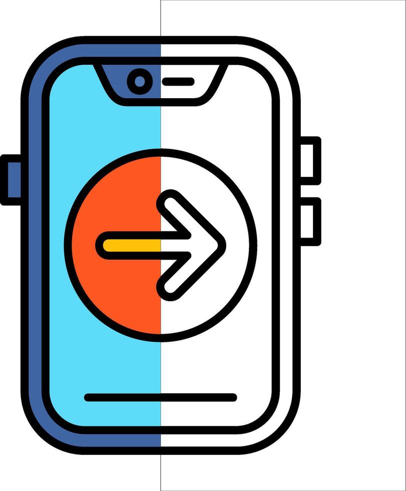 Forward Filled Half Cut Icon vector