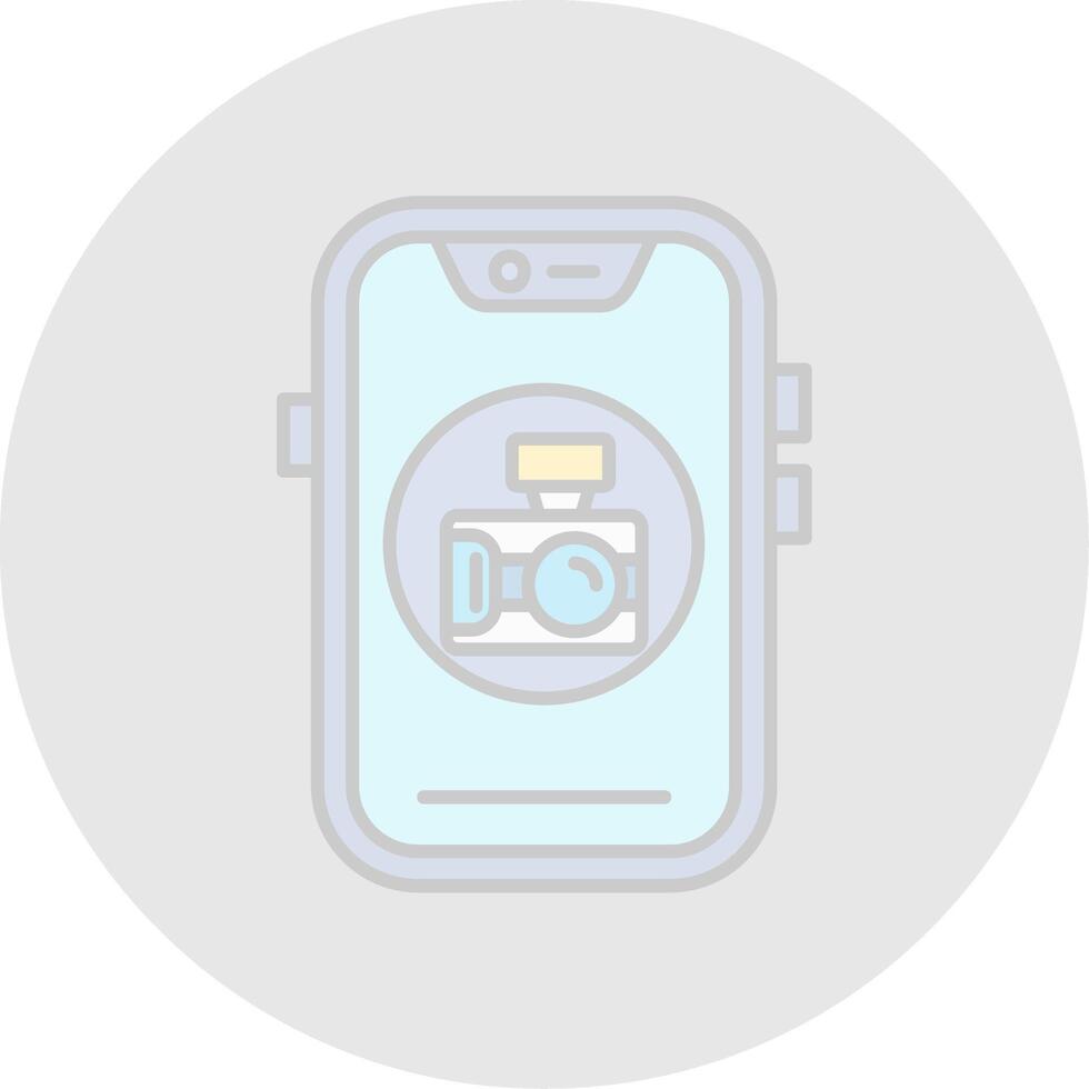 Camera Line Filled Light Circle Icon vector