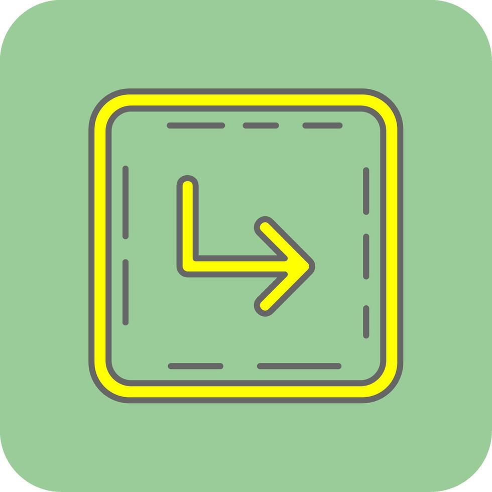 Turn Filled Yellow Icon vector