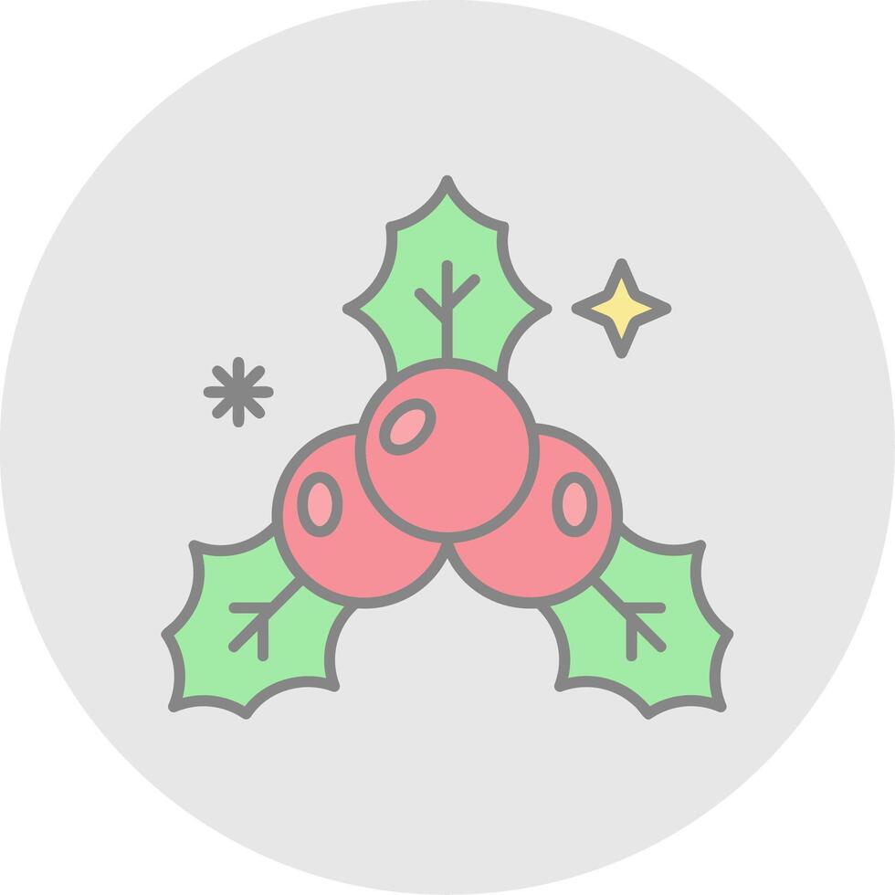 Mistletoe Line Filled Light Circle Icon vector