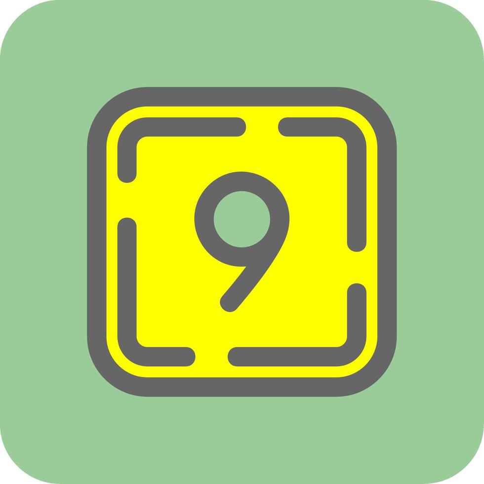 Nine Filled Yellow Icon vector