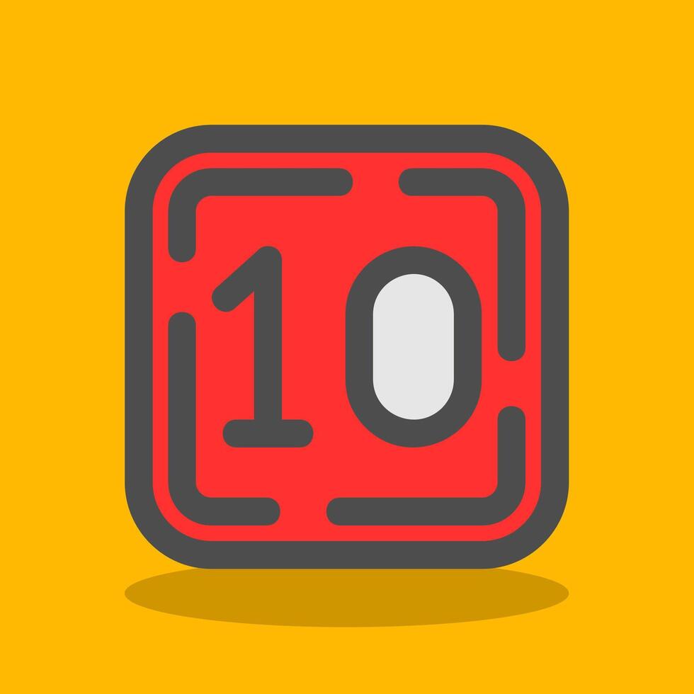 Ten Filled Shadow Icon vector