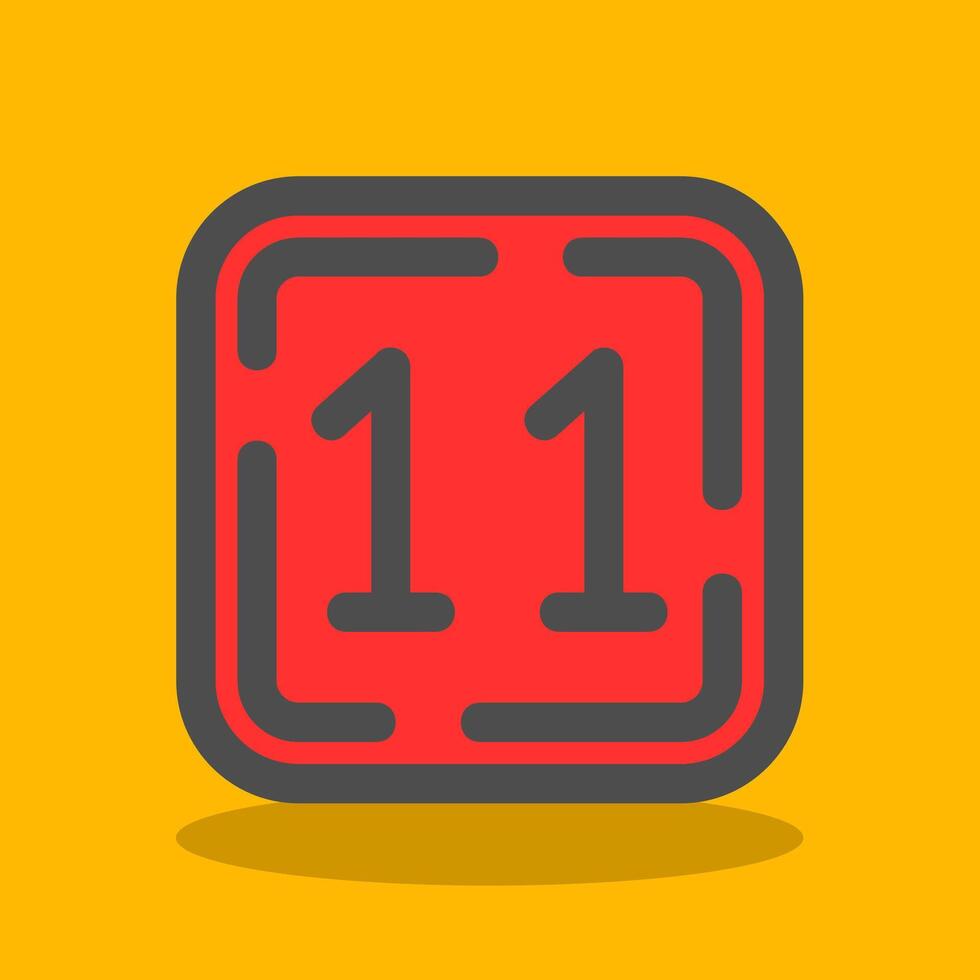 Eleven Filled Shadow Icon vector
