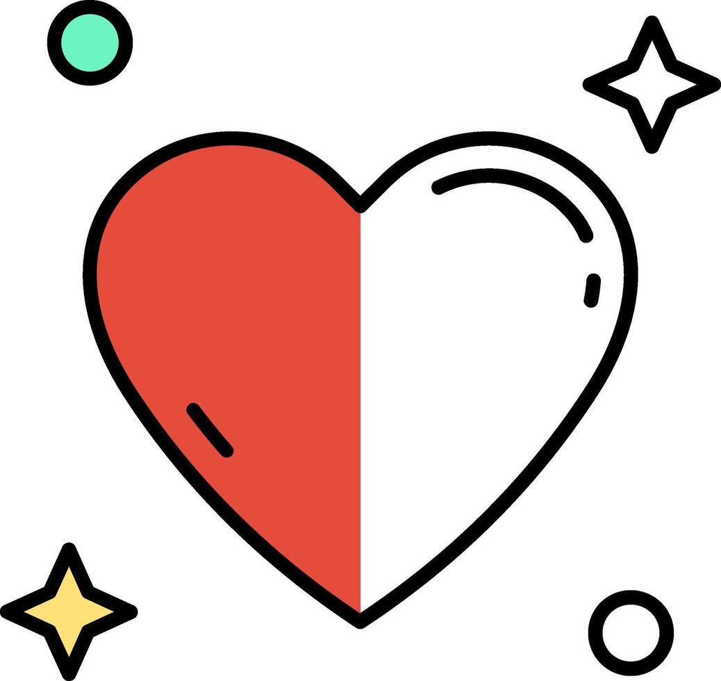 Heart Filled Half Cut Icon vector