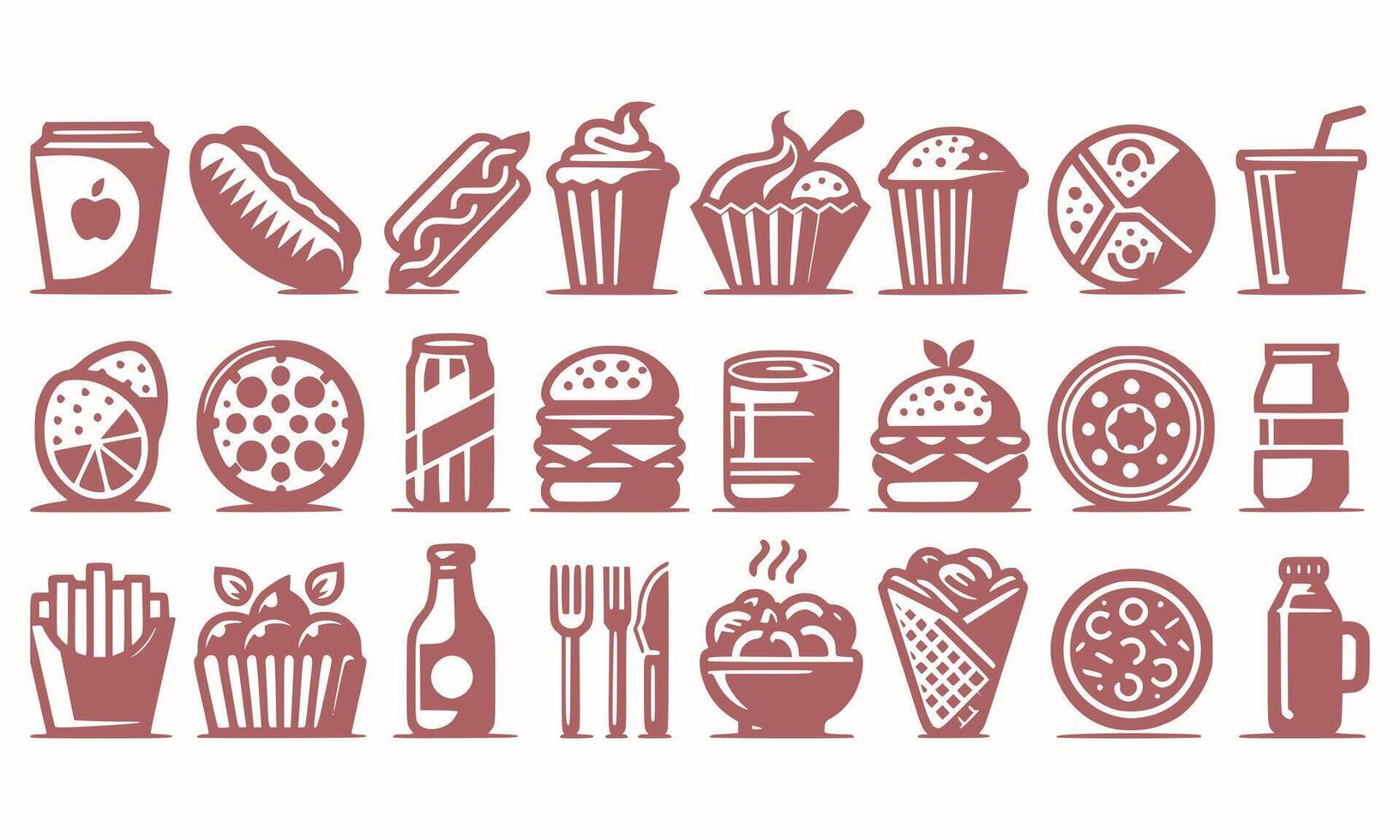 Fresh Food set vector art style with a plain background
