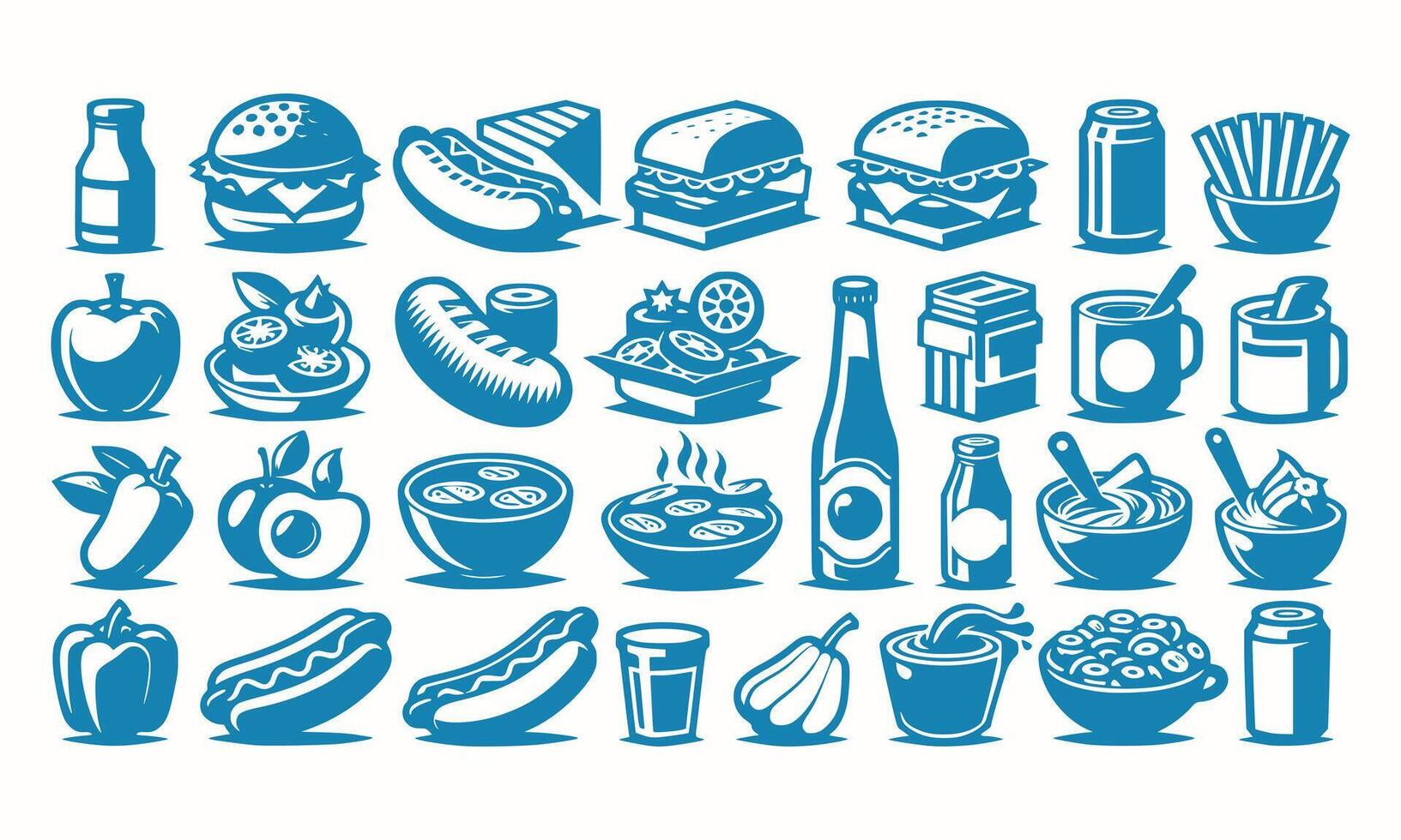 Fresh Food set vector art style with a plain background