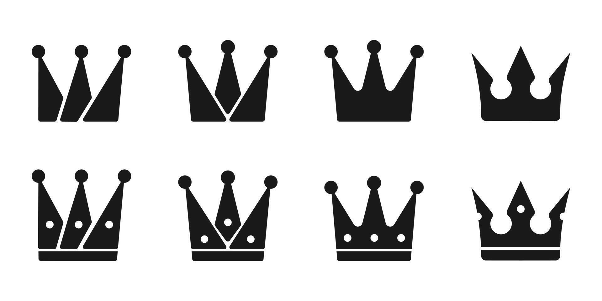 Crown icon set vector