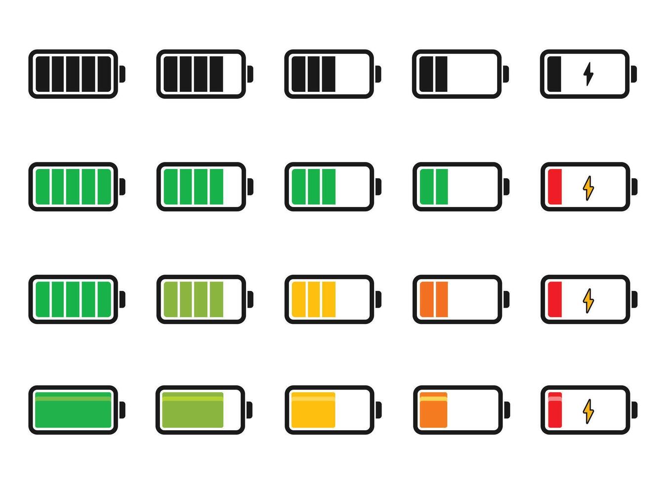 conjunto de iconos de batería vector