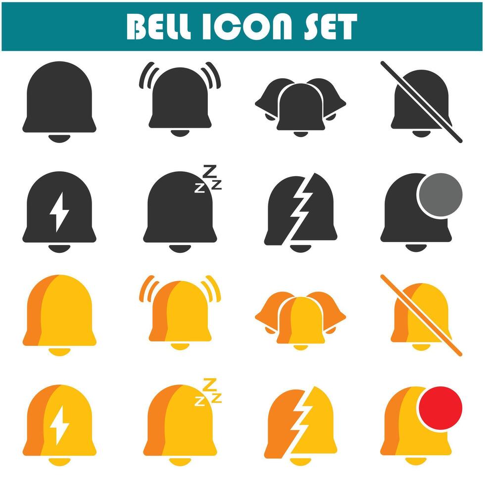 Bell icon set vector