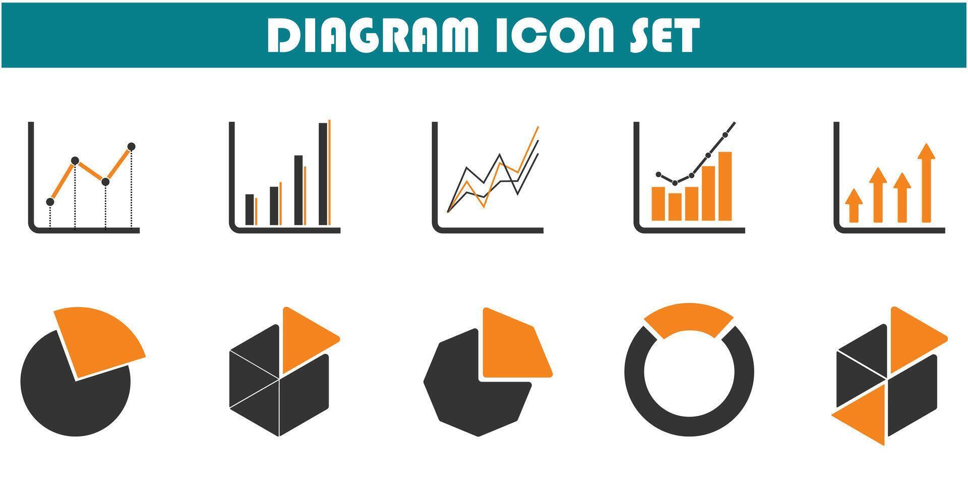 Diagram icon set vector