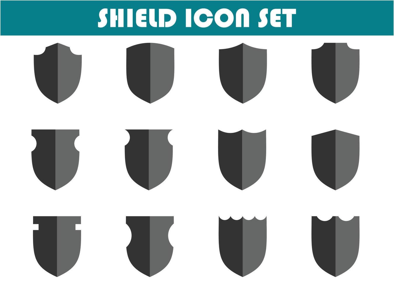 shield icon set, simple flat and black and white design, for graphic needs. vector eps 10.