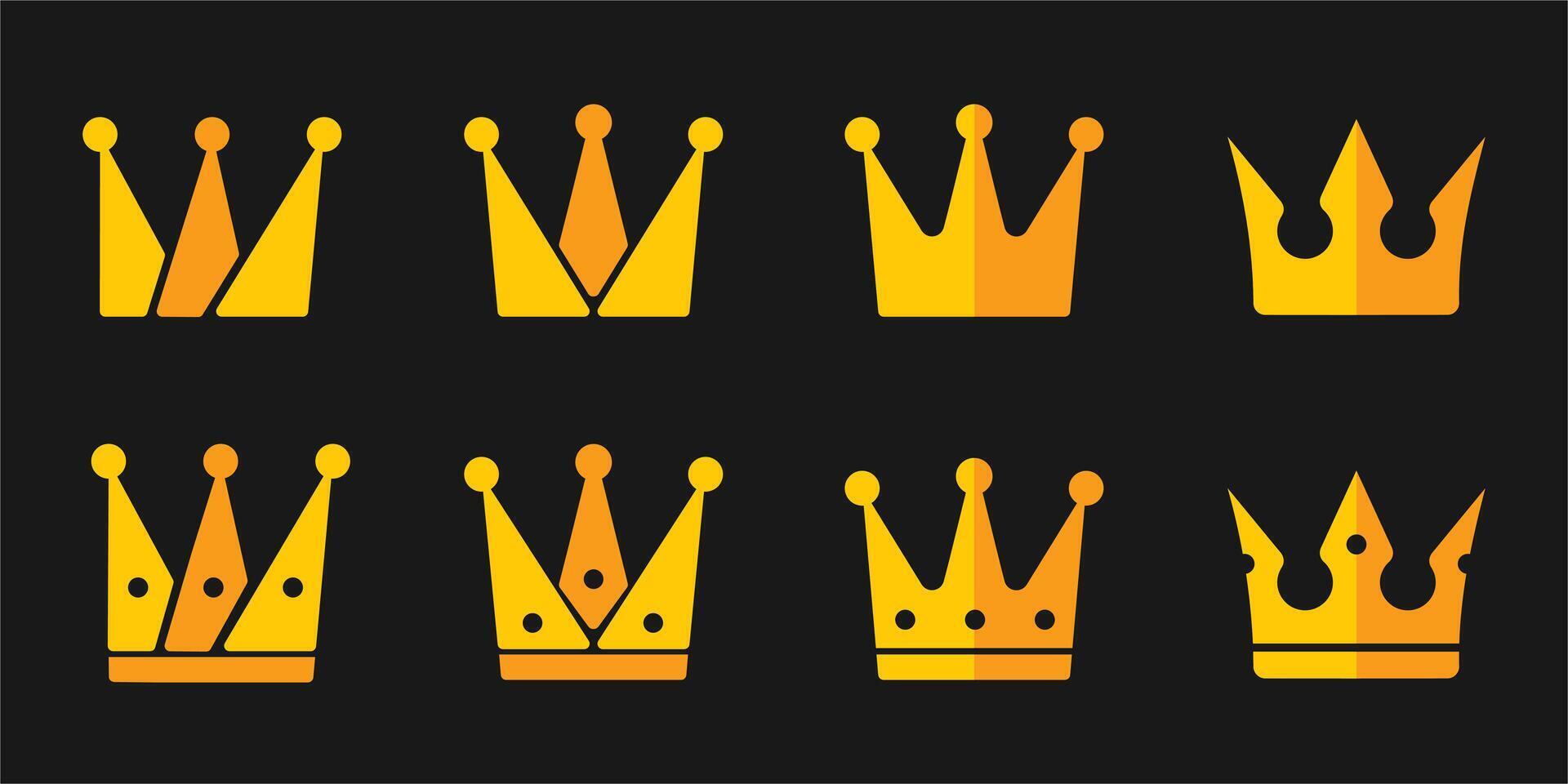 Crown icon set vector