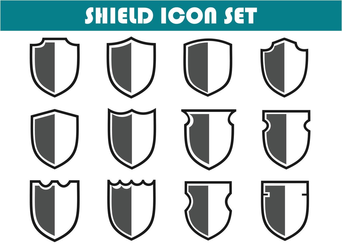 shield icon set, simple flat and black and white design, for graphic needs. vector eps 10.