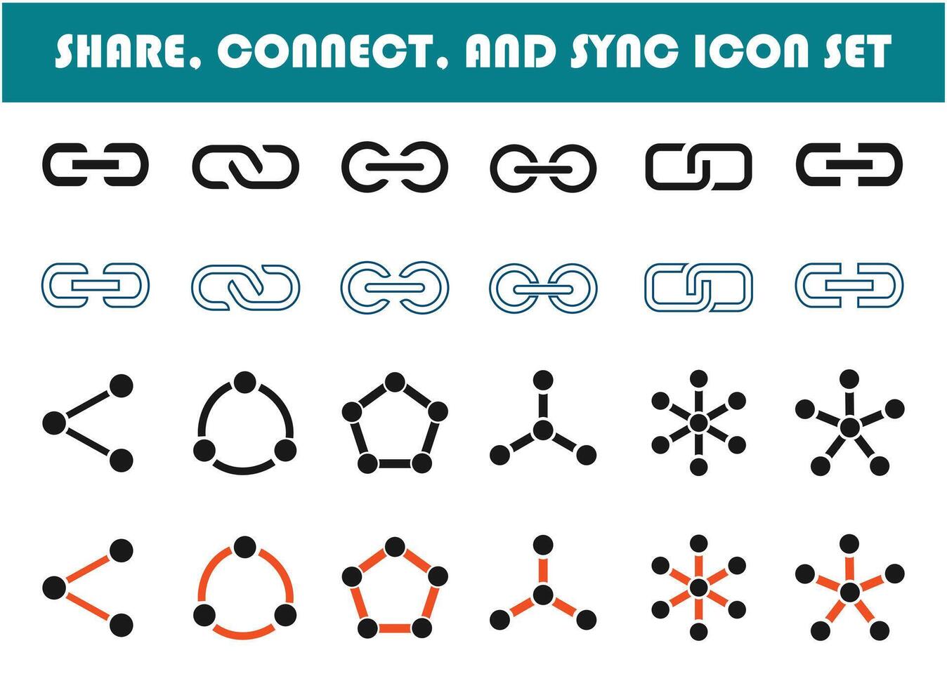 Share and sync icon set. vector