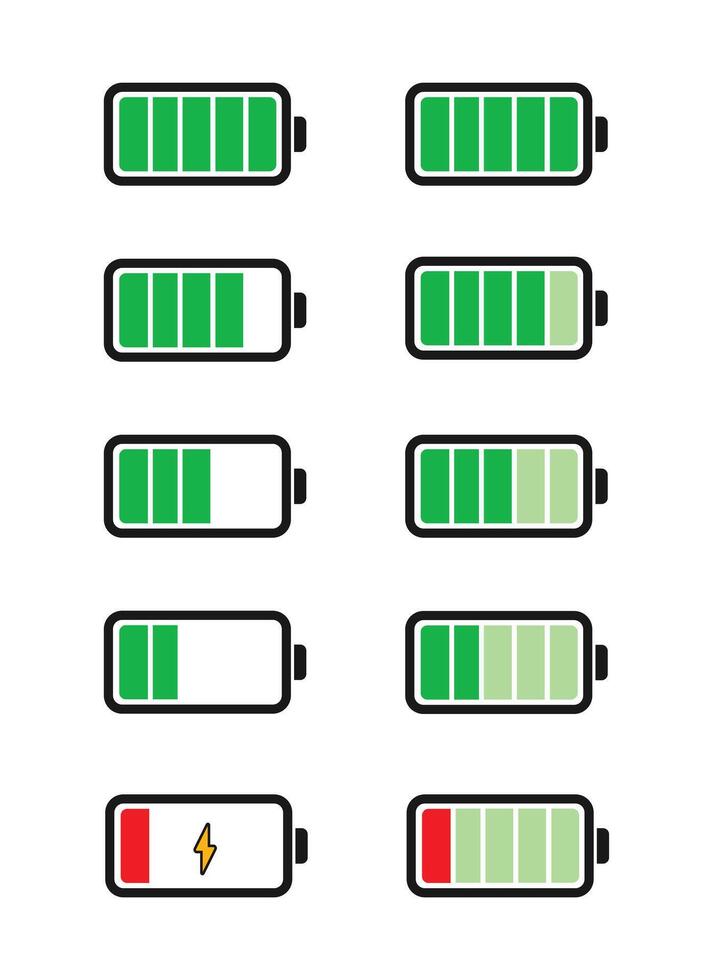 conjunto de iconos de batería vector
