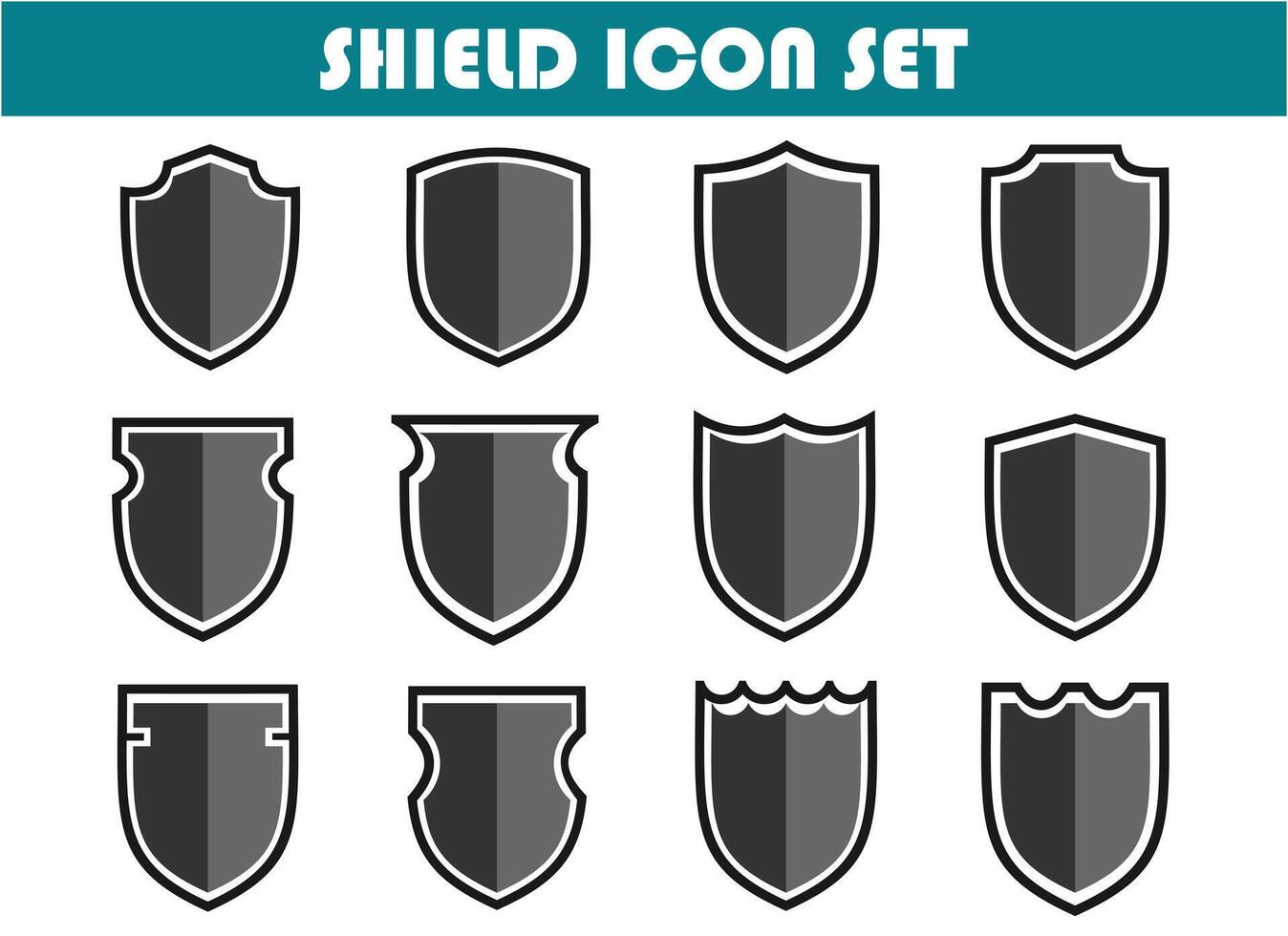 shield icon set, simple flat and black and white design, for graphic needs. vector eps 10.