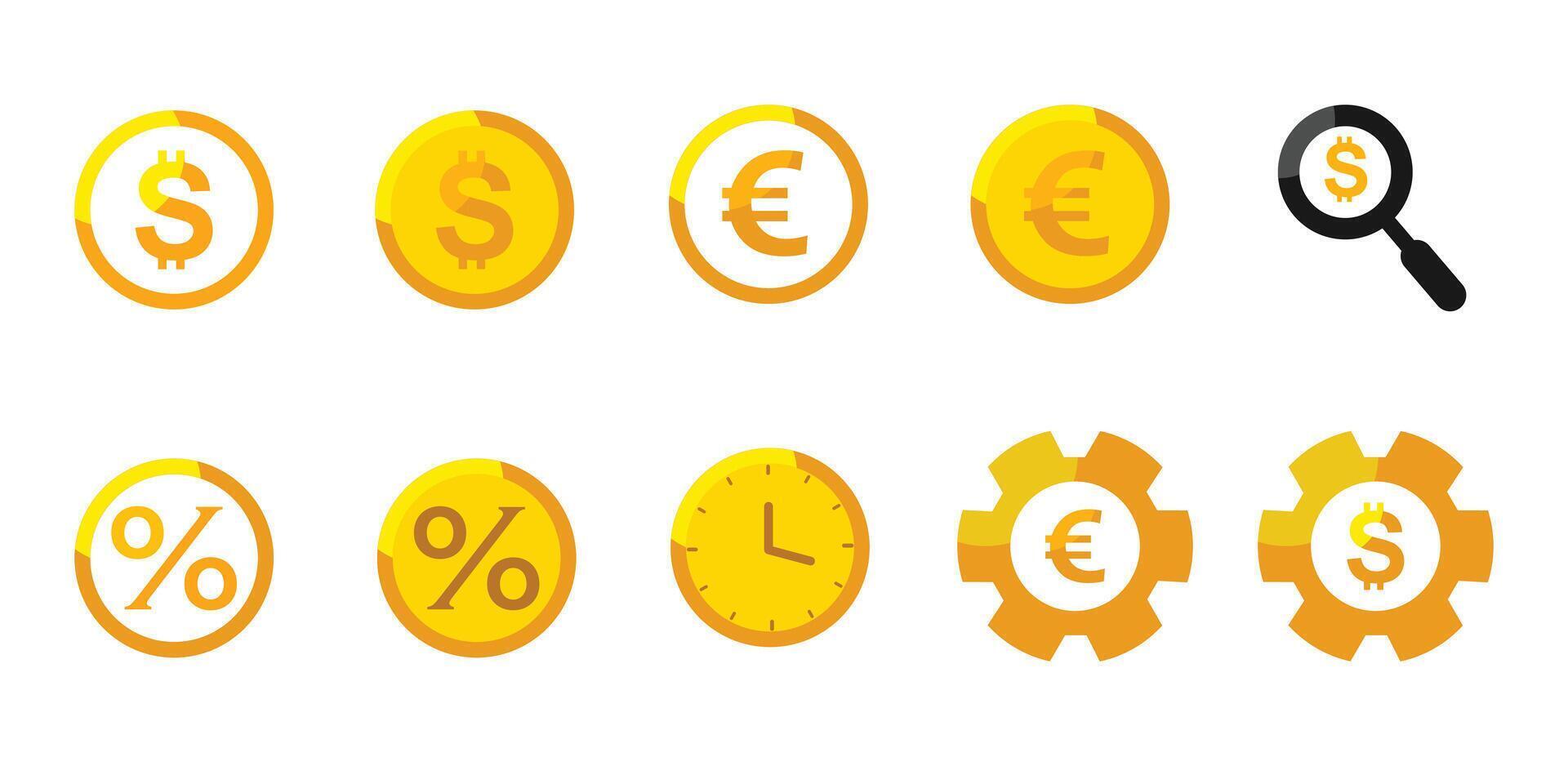 Gold coin icon set vector
