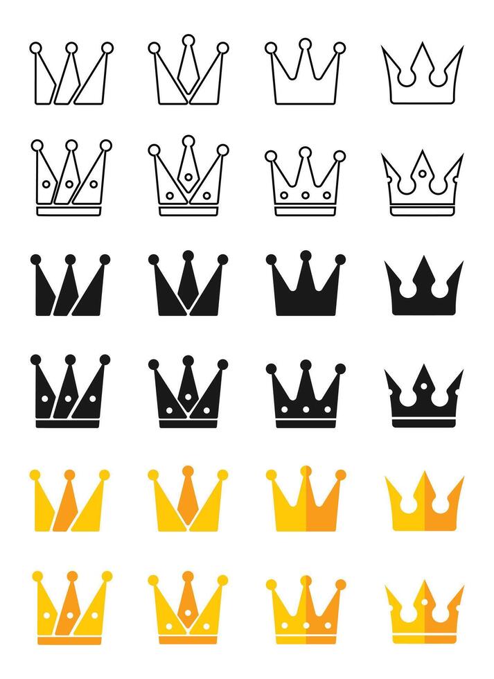 Crown icon set vector