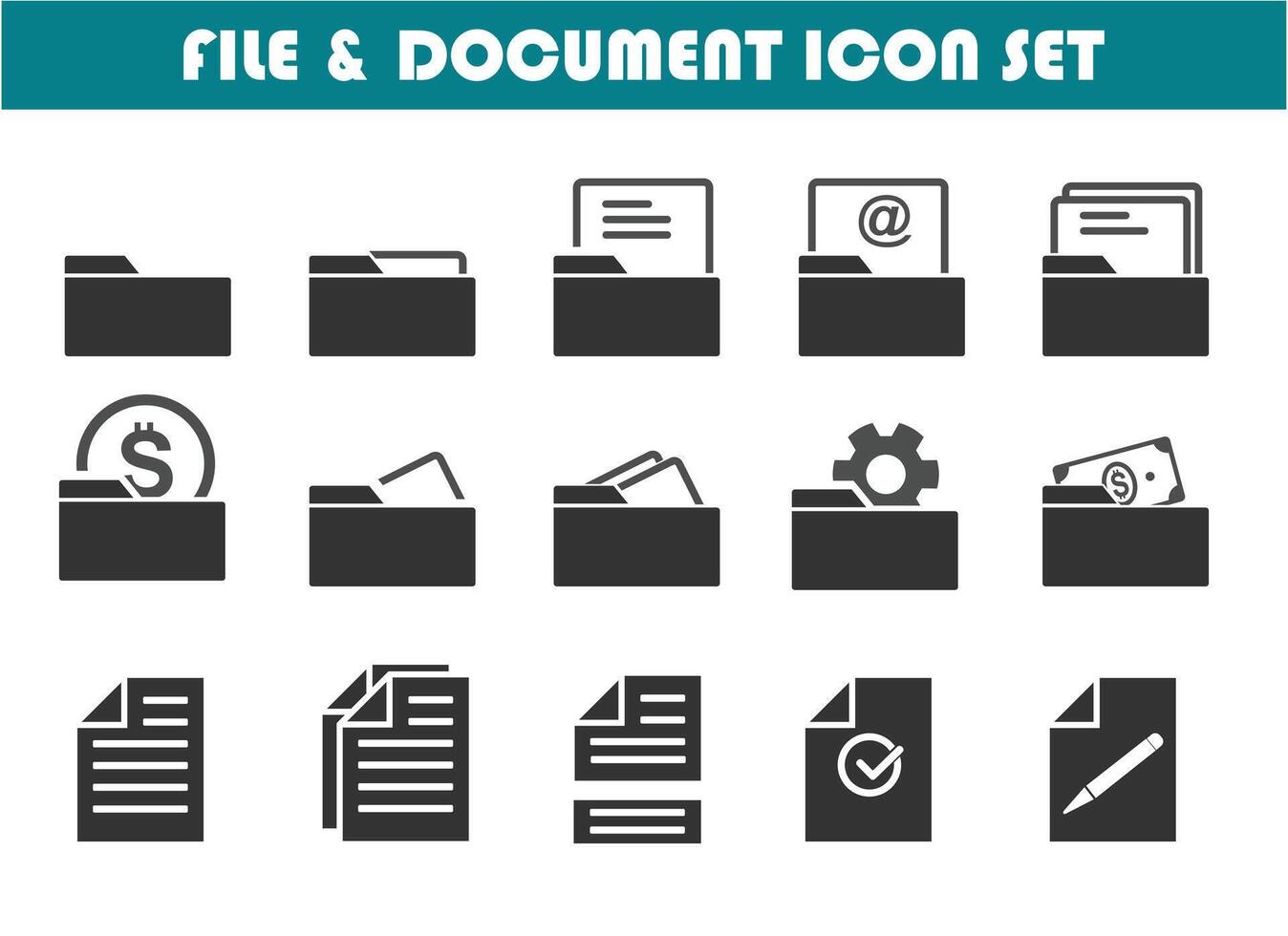 folder and document icon set, various models for graphic design needs ...