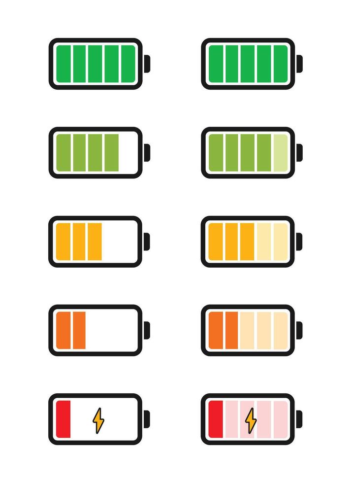 Battery icon set vector