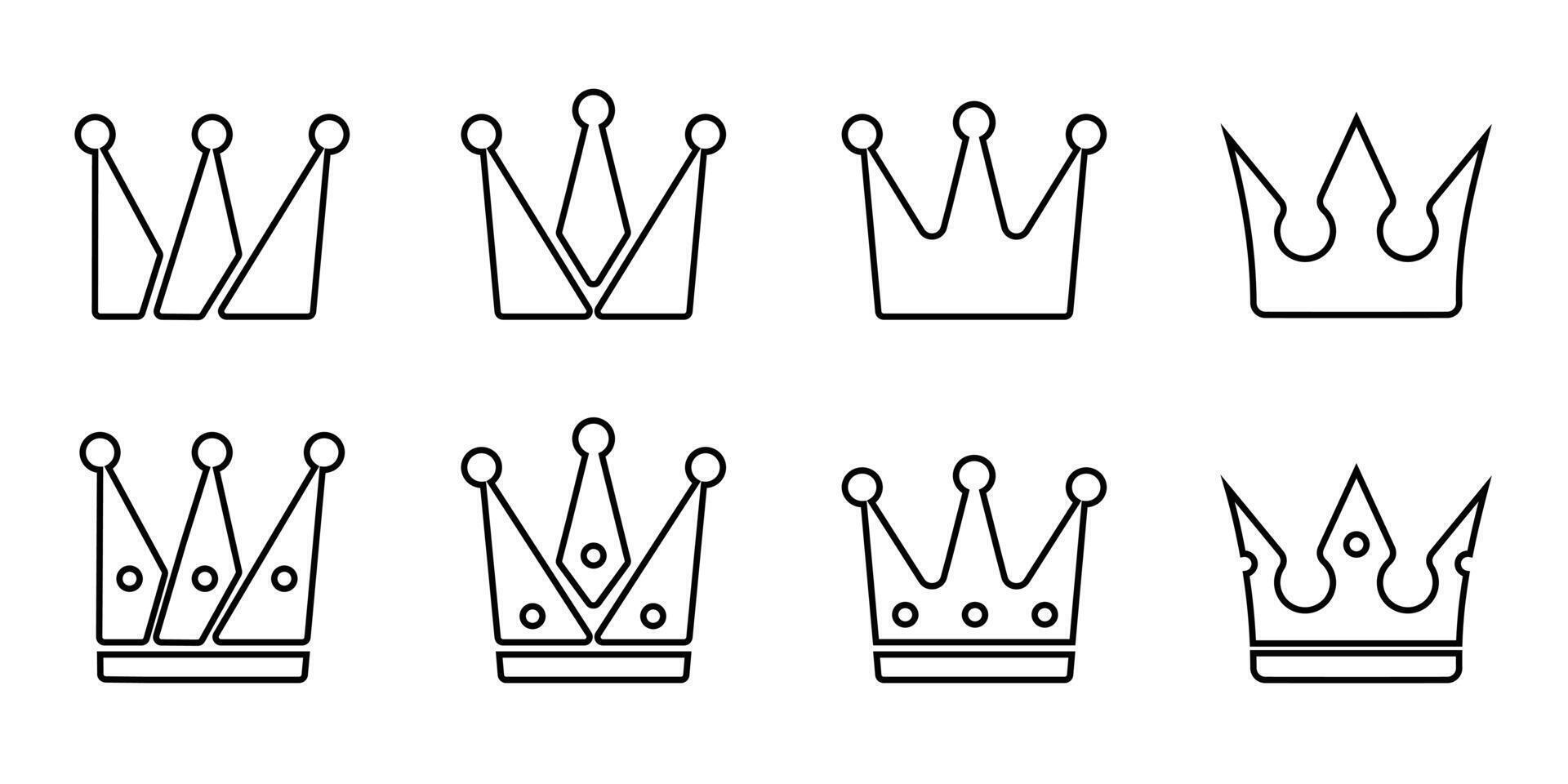 Crown icon set vector