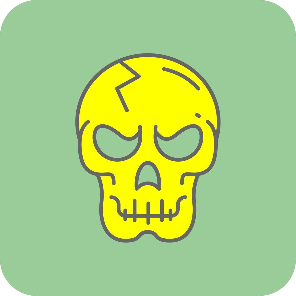cráneo lleno amarillo icono vector