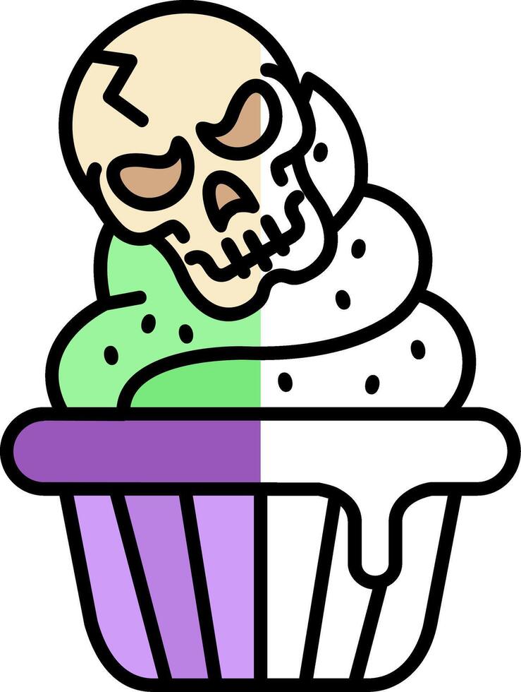 Cupcake Filled Half Cut Icon vector
