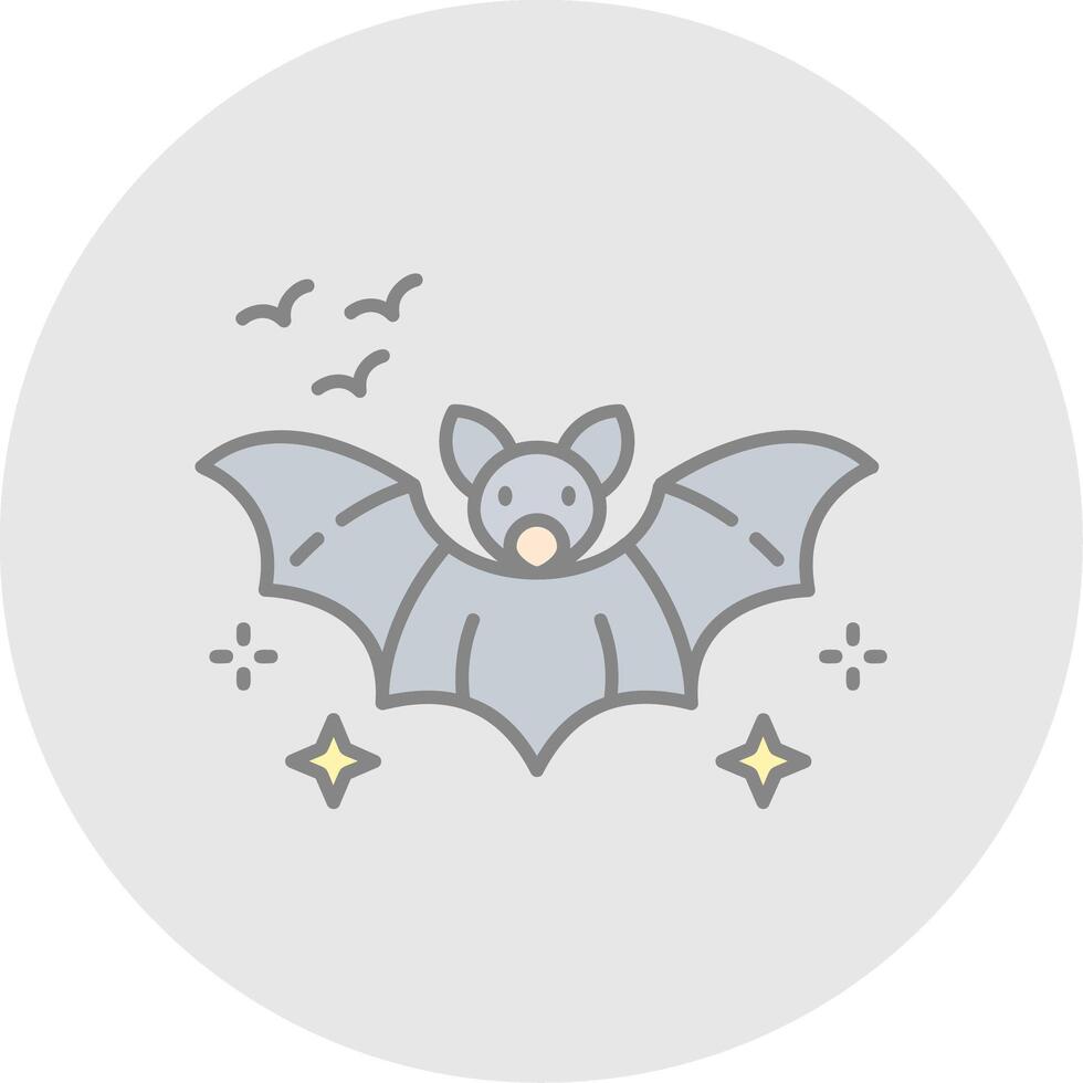 Bat Line Filled Light Circle Icon vector
