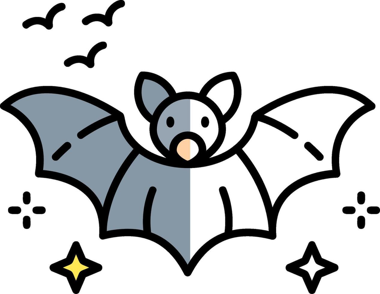 Bat Filled Half Cut Icon vector